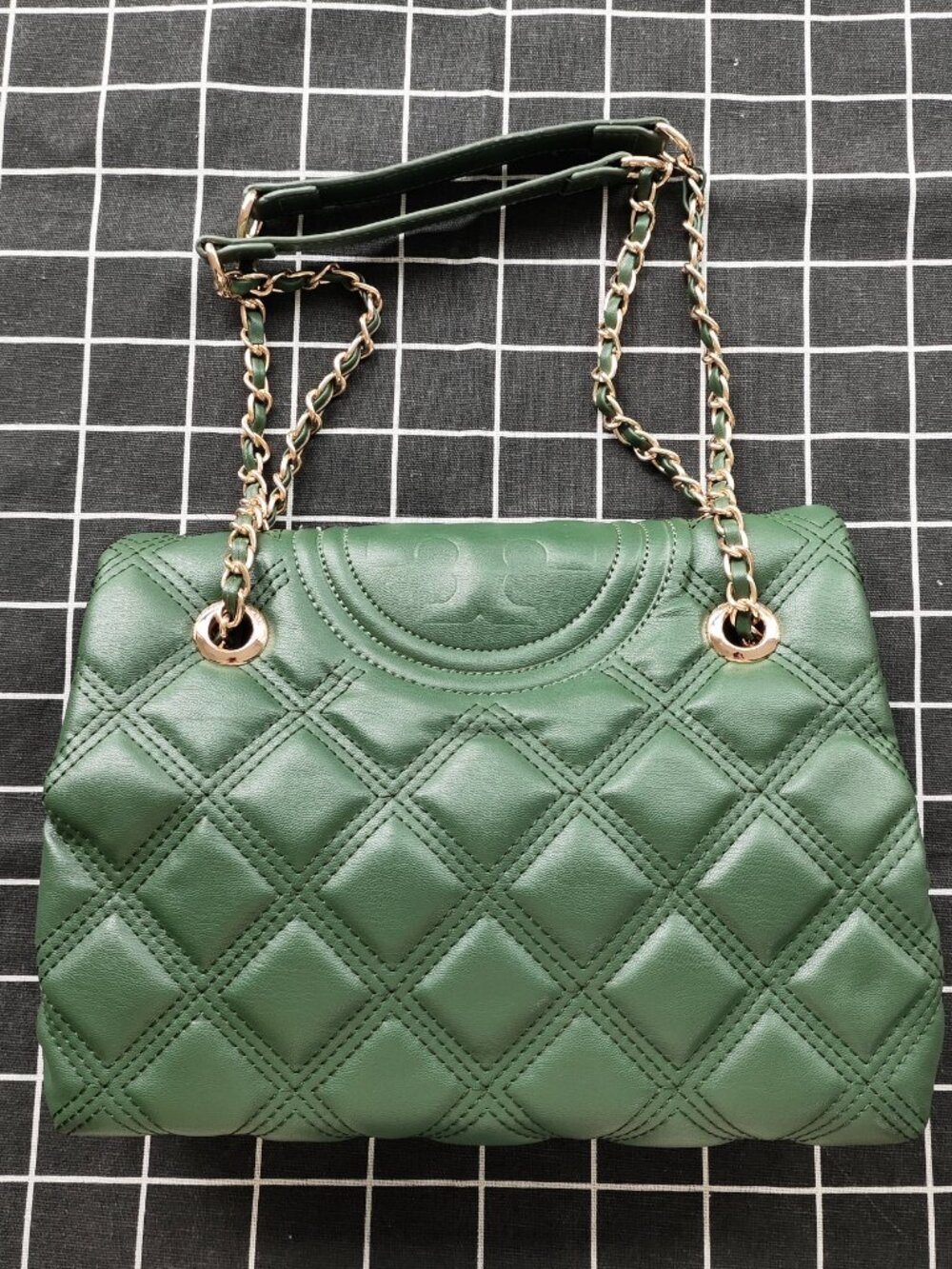 Tory Burch Fleming Collection Green Quilted Chain Bag - Picture 2 of 5